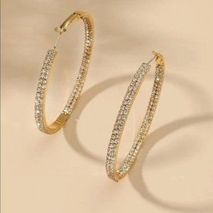 ¥18k Gold Sapphire Hoop Earrings